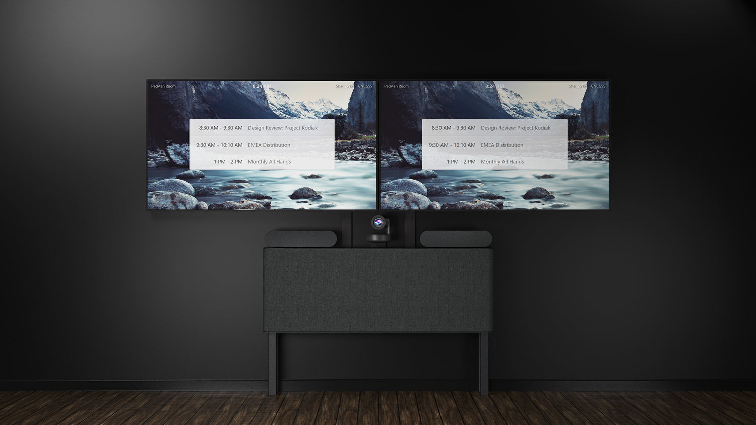 Heckler 6U Black Grey Credenza with Dual Display support