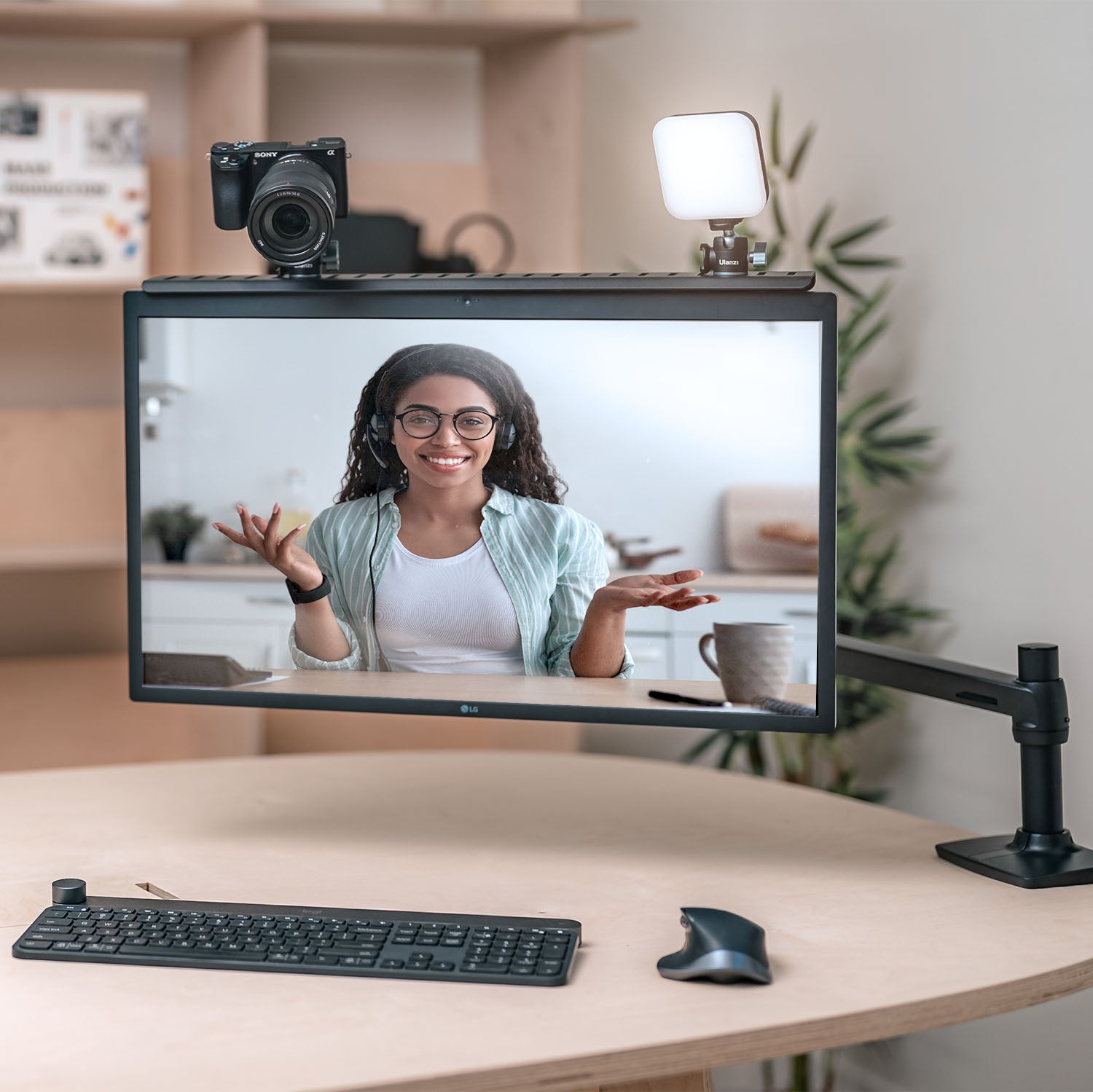 Camera & Video Shelf for Monitor Arms | Video Conferencing